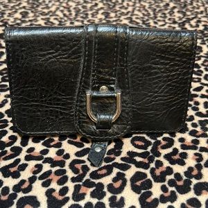 JEUN BANG VINTAGE BLACK LEATHER TRI FOLD WALLET EUC